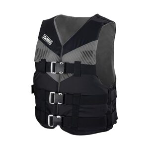 Mesle Schwimmweste V210 für Erwachsene in Schwarz und Grau, ideale Schwimmhilfe für Herren und Damen mit 50N Auftrieb für Wassersportarten wie Kajak, Wasserski und Jetski.