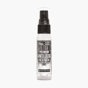 Muc-Off Premium Anti Fog Antibeschlagspray in einer transparenten Flasche für klare Sicht beim Sport und in der Freizeit.