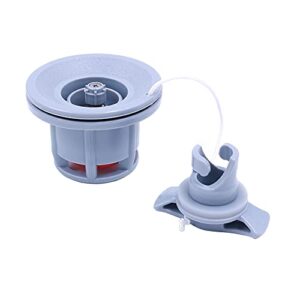 Graues PVC Luftventil mit doppelt abgedichteter Konstruktion für Kajaks und Schlauchboote, inklusive Innenteil, Außenteil und Ventilkappe.