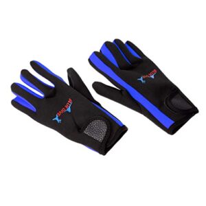 1 Paar elastische und rutschfeste Neopren-Handschuhe für Wassersport, ideal zum Tauchen, Surfen und Winteraktivitäten in Blau und Schwarz.