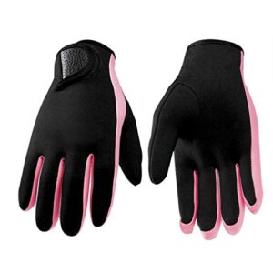 AfinderDE 1,5mm Neopren-Tauchhandschuhe in Schwarz mit pinken Akzenten, ideal für Wassersport wie Tauchen, Surfen und Schnorcheln.