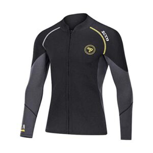 ZCCO Neoprenanzug für Herren mit 1,5 mm Dicke und Front-Reißverschluss in Schwarz, ideal zum Schwimmen, Schnorcheln und Surfen, Größe XL.