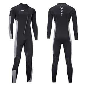 ZCCO Nassanzug für Herren und Damen, 3mm Neopren mit Frontverschluss, ideal für Tiefsee-Tauchen, Schnorcheln und Surfen. Schwarz und Grau.