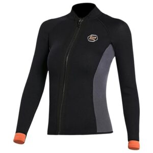 Neoprenanzug Jacke für Damen, 3mm dickes Neoprenoberteil mit langen Ärmeln und Frontreißverschluss, ideal für Wassersport wie Tauchen, Surfen und Schwimmen.