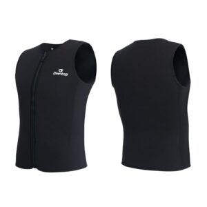Ärmelloses Neoprenoberteil für Herren in Schwarz, ideal für Wassersportarten wie Surfen, Schnorcheln und Schwimmen.