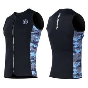 Herren Neoprenanzug Weste 3mm mit Frontreißverschluss und ärmellosem Design, ideal für Wassersportarten wie Tauchen und Surfen.