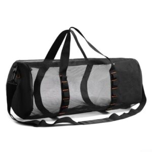 Schwarze extra große Netz-Tauchtasche mit atmungsaktivem Design für Tauch- und Schnorchelausrüstung, ideal für den sicheren Transport von Flossen, Masken und Schnorcheln.