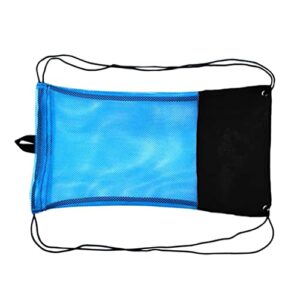 Flexibler Netzbeutel für Schnorchel- und Tauchzubehör in Schwarz, ausgestattet mit einem Kordelzug, ideal für Wassersport und Schwimmausrüstung.