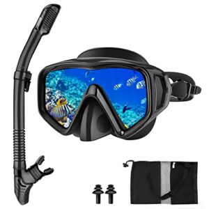 Nigecue Schnorchelset für Erwachsene mit Taucherbrille und Dry Schnorchel, ideal für Schnorcheln und Tauchen, inklusive Tragetasche.