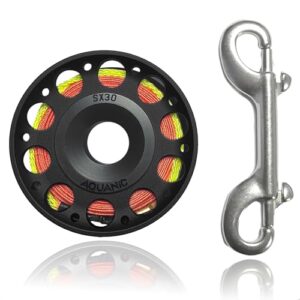 nitescuba Tauchrolle 101FT Finger Reel mit schwarzer Schnur und Karabiner für Tauchen und Schnorcheln
