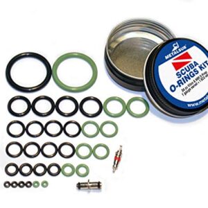 O Ringe Tauchen KIT mit 34 Dichtungsringen, Ventil und Manometer für zuverlässige Wartung von Luft- und Sauerstoffausrüstung in der Unterwasser-Technik.