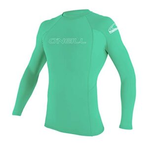 O'Neill Youth Basic Skins L/S Rash Guard in Light Aqua für Kinder mit UPF 50+ Sonnenschutz, ideal für Wassersport und Strandaktivitäten.