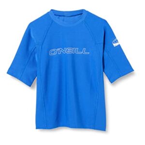 O'Neill Wetsuits Jungen Youth Basic Skins Short Sleeve Rash Guard Shirt in Pacific, Größe 10, ideal für Wassersport und Strandaktivitäten
