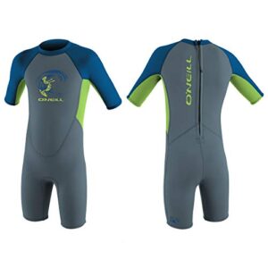 O'Neill Kleinkind Reactor 2mm Back Zip Shorty Wetsuit in Graphite mit Dayglo und UV-Schutz, ideal für Kinder im Wasser