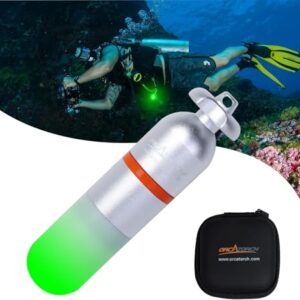 ORCATORCH SD01 Pro Mini Strobe Signal Licht für das Tauchen mit grünem LED-Licht unter Wasser, ideal für Sicherheit und Sichtbarkeit im Tauchabenteuer.