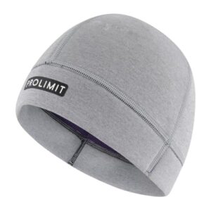 Graue Neoprenanzug Mütze für Wassersportler, unisex, GBS verarbeitet, schützt vor Kälte und Wind.