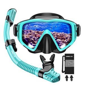 JEMULICE Schnorchelset für Erwachsene mit Tauchmaske und Dry-Schnorchel, ideal für Schnorcheln und Tauchen, Anti-Leck und Anti-Fog Design
