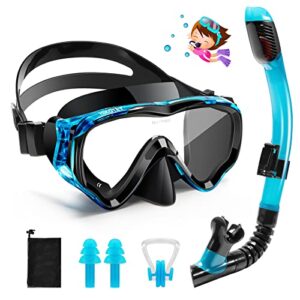 Schnorchelset für Kinder mit blauer Tauchmaske und Schnorchel, ideal für Wassersportabenteuer von 4 bis 12 Jahren.