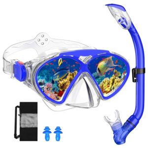 Schnorchelset für Kinder in Blau mit Tauchmaske und Schnorchel, ideal für Unterwasserabenteuer.