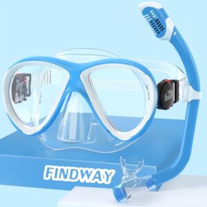 Findway Schnorchelset für Kinder mit 180° Panorama Sicht, verstellbarem Silikonband und Anti-Leck-Technologie, ideal für Jungen und Mädchen im Alter von 3 bis 14 Jahren.