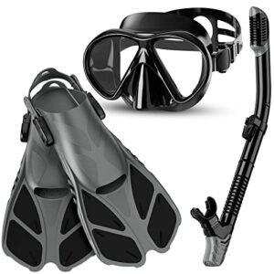 Smyidel Schnorchelset bestehend aus Taucherbrille, Schnorchel und Flossen für Erwachsene, ideal für Schnorcheln und Tauchen.