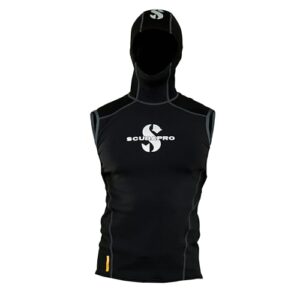 Scubapro Herren Hybrid Hooded Vest in Schwarz - Tauchanzug für optimale Wärme und Komfort beim Tauchen und Wassersport, Größe X-Large.