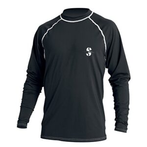 Langärmliges Rash Guard für Wassersport in Schwarz mit UV-Schutz 50, ideal für aktives Outdoor.