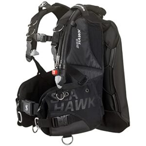 Scubapro Seahawk 2 BCD mit BPI, Schwarz, L - Tauchcomputer, Badeanzug, Schnorchel und weitere Tauchausrüstung für eine sichere und erfolgreiche Tauchtour