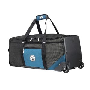 SCUBAPRO Sport Mesh 'N Roll 100 Roll-Tauchtasche in Denim-Blau mit doppelt verstellbaren Duffelgurten und einem oberen Tragegriff, ideal für den Transport von Tauchausrüstung