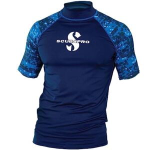 SCUBAPRO Unisex High Neck Rashguard in Aegean Blue, ideal für Wassersport, mit hohem Kragen für zusätzlichen UV-Schutz und Komfort.