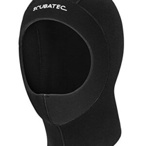 Schwarze Neoprenhaube für Tauchen und Wassersport, bietet Kälteschutz und optimalen Tragekomfort, hergestellt aus 5 mm Neopren.