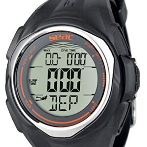 Seac Partner Apnoe-Tauchcomputer in Schwarz mit digitalem Display und flexiblem Armband, ideal für Apnoetauchen und Freizeitaktivitäten.