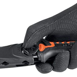 Seac Rapid Safety Tauchermesser mit schwarzem Griff und orangefarbenen Akzenten, ideal für Taucher und Freitaucher.