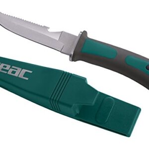 Seac Sub Bat Scuba Messer aus gehärtetem Edelstahl mit 12 cm Klinge und ergonomischem Griff, ideal für Taucher und Outdoor-Abenteuer.