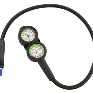 Seac SUB Konsole mit Barometer und Tiefenmesser für professionelle Taucher, ausgestattet mit zwei Zifferblättern zur genauen Druckmessung und flexiblem Schlauch.