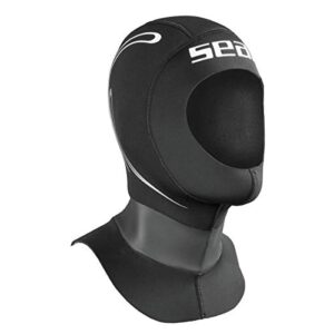 Seac Tekno Kofhaube aus 5mm Ultraflex-Neopren für Damen und Herren mit Entlüftungslöchern, ideal für kühle Tauchbedingungen.
