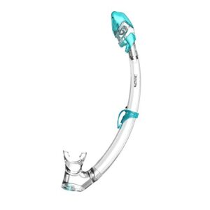 Seac Tribe Dry Tauch- und Schnorchel-Schnorchel in transparentem Weiß mit blauen Akzenten, ideal für Schnorcheln und Tauchen, bietet 100% trockene Atmung und Komfort.