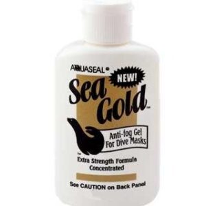 Seemann SEA GOLD Antibeschlagsmittel in einer bauchigen Flasche für klare Sicht beim Tauchen. Produktbeschreibung enthüllt neue Formel für effektivsten Antibeschlag.