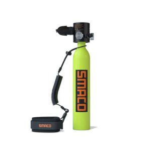 SMACO Mini Tauchflasche 0,5L - Tragbare Sauerstoffflasche für Tauchen mit ergonomischem Design und bis zu 10 Minuten Atemzeit.