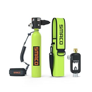 SMACO S300Plus Mini Tauchflasche 0.5L für flaches Wasser mit Atemregler und Zubehör, ideal für Tauchpraktiken und Notfälle