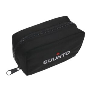 Schwarze SUUNTO Dive Aufbewahrungstasche aus robustem Segeltuch für Tauchcomputer und Uhren, mit durchgehendem Reißverschluss und kompaktem Design.