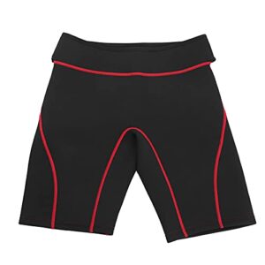 POENVFPO 2MM Tauch-Fünfte Hose aus Neopren für Schnorcheln und Schwimmen, mit elastischem Bund und sportlichem Design in Schwarz mit roten Akzenten.