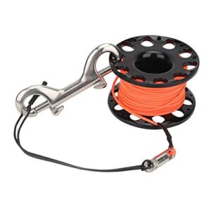 Finger Reel für Tauchen, schwarze Tauchspule mit 30 Meter orangefarbener Schnur und Doppelkarabiner, ideal für Höhlentauchen und technische Tauchaktivitäten.