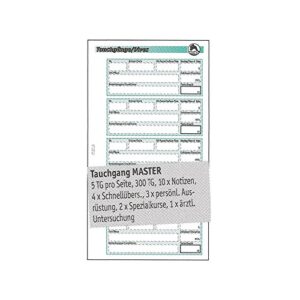 Tauchgangseiten MASTER: Dokumentationsformular für Taucher mit Platz für 300 Tauchgänge, Notizen, Wartungen und spezielle Kurse