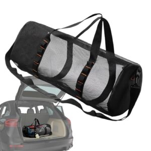 Sportliche zylindrische Tauchtasche mit Mesh-Design für Tauchausrüstung und Schnorchelausrüstung, kombiniert mit verstellbarem Riemen für komfortables Tragen.