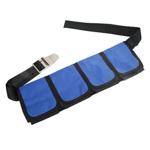 Tauchtaschen-Bleigurt aus robustem Oxford-Stoff in Blau mit vier Taschen für Tauchzubehör, ideal für Schnorcheln und Freitauchen.