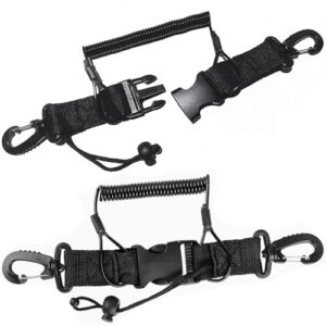 Spiralkabel für Tauchen, Klettern und Unterwasserkameras - Multifunktionales Einziehbares Tauchzubehör mit Karabiner - Ideal für Tauchen, Schnorcheln und Klettern (Schwarz)