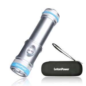 LetonPower Tynny-13se Taucherlampe in Silber mit 2200 Lumen und Tragetasche, ideal für Unterwasserabenteuer, Tauchen und Schnorcheln.