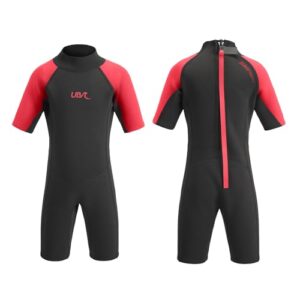 Urban Beach Unisex Jugend Sharptooth Kinder Shorty Neoprenanzug in rot für 9-10 Jahre, ideal für Wassersport und Strandaktivitäten