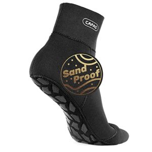 Schwarze wasserdichte Neopren Socken in Größe M, ideal für Wassersport, Strandaktivitäten und optimalen Schutz vor Kälte und Sand.